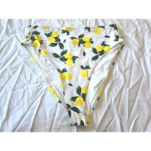 NWT Aqua Swim Lemons M High-Waisted Bikini Swim Bottom 130298